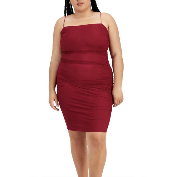 B.Darlin Plus Burgundy Ruched Bodycon Dress 18W - Party Dress - Picture 1 of 1